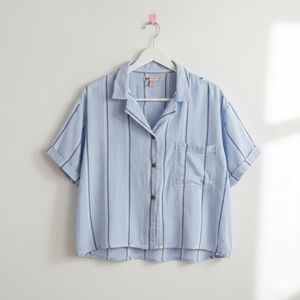 SO Button Down Shirt in Light Blue and White Stripes